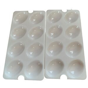 Tupperware Deviled Egg Replacement Tray 665-4 White Vintage Set of 2